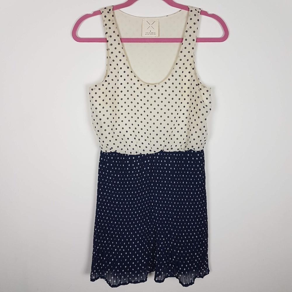 UO Polka dot chiffon dress pleat skirt size S -73